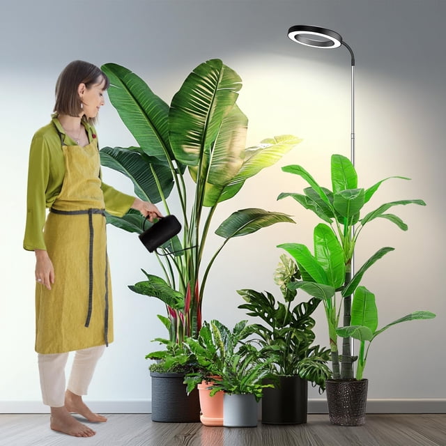 Grow Lights for Indoor Plants Full Spectrum ;; Plant Light with Gooseneck Colors Modes and Dimmable Levels Timer LEDs Height Adjustable Grow Lamp for L