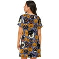 thumbnail image 2 of Japuie Spooky Cats And Halloween Pumpkins Print Women's Nightgown,Women's Short-sleeve Sleepwear,Short Sleeves Shirt,Casual Sleep Dress,Comfy Nightdress, Soft Nightgowns for Women-Small, 2 of 6