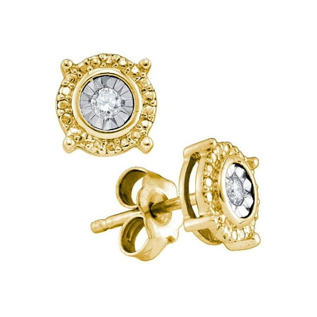 Yellow Silver Diamond Value Stud Earrings 1/20 (Best Value Diamond Stud Earrings)