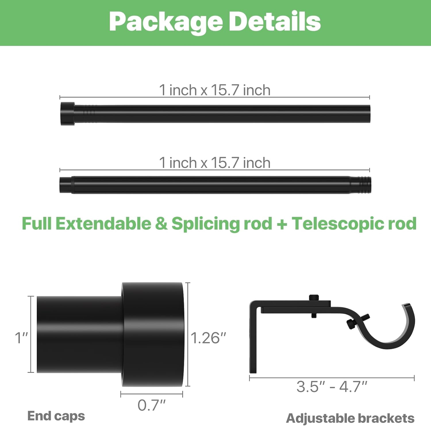 Extra Long Curtain Rods 120-inch To 170-inch, 1" Heavy Duty Black Curtain Rod for Windows Outdoor Pato, Living Room, Bedroom, Metal Modern Drapery Pole with End Caps, 10 to 14.2 ft Drapery Rod