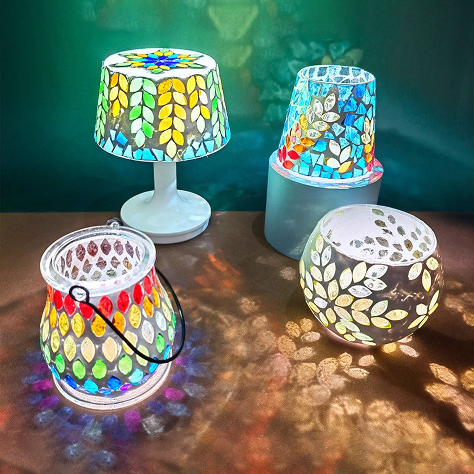 Fankiway DIY Mosaic Night Light Kit, Make Your Own Mosaic Night Light Kit, DIY Stained Glass Set, Crafts Kit for Teens Adults, Nightlight DIY Valentines Day Birthday Gift