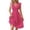 03-Hot Pink, variant on Women's Eyelet Embroidery Casual Dress V Neck Ruffle Cap Sleeve Smocked Waist Solid Color A-Line Midi Dress 09-White L