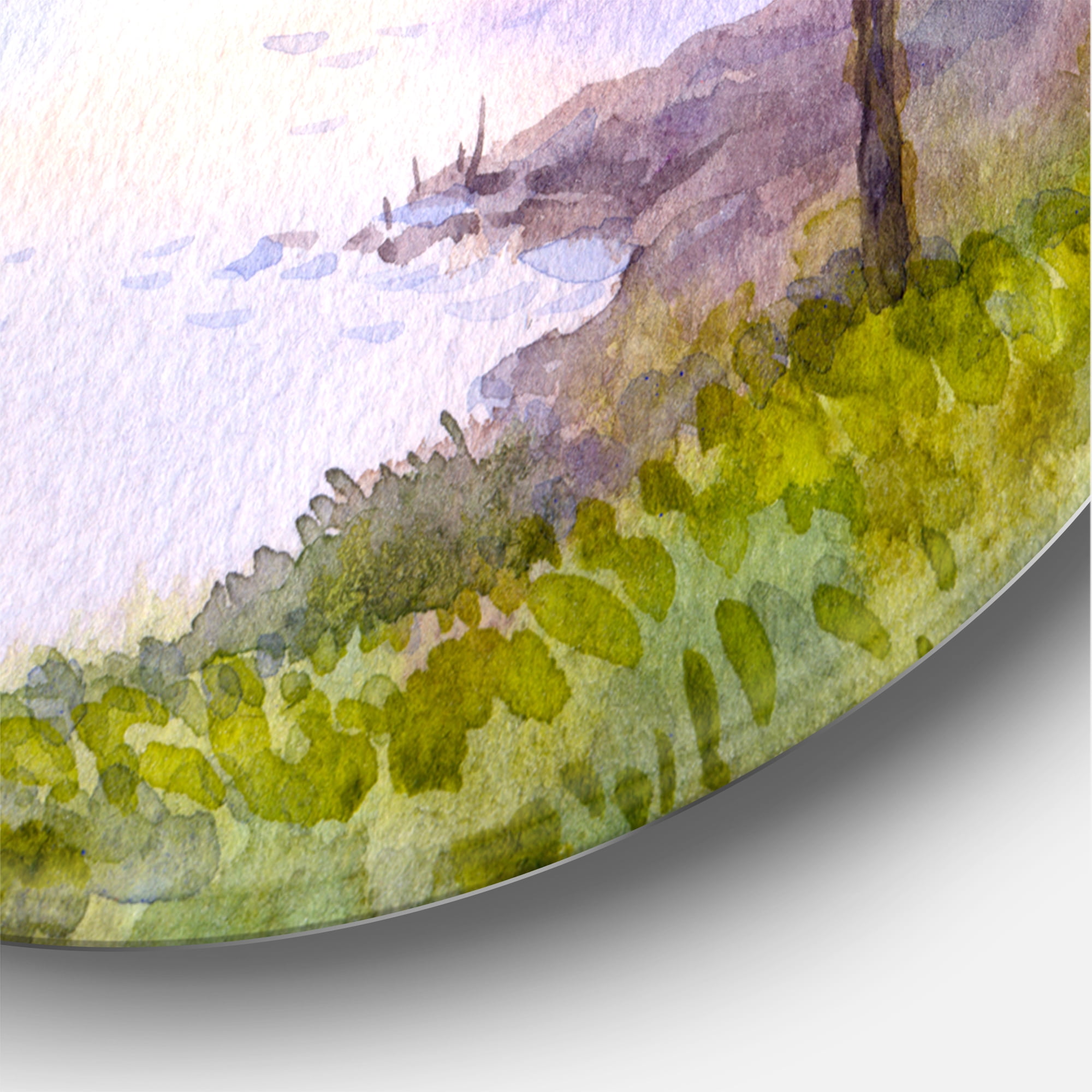 Designart 'Trees On The Bank Of River' Lake House Circle Metal Wall Art 11x11 - Disc of 11
