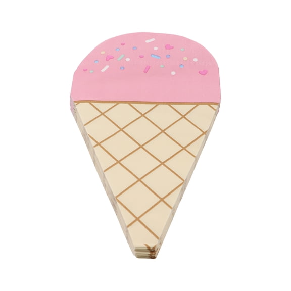 Celebrate It Shaped Napkins – Ice Cream Cone Paper Napkins - Pink/Brown - 8" x 4.5" - 12 Packs (240 Total)