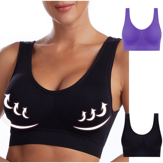 2PC Ladies Traceless Comfortable No Steel Ring Breathable Gathering Bra Woman Underwear