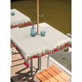 thumbnail image 3 of Square Outdoor Tablecloth With Umbrella Hole And Zipper– Red Christmas Poinsettia Waterproof Patio Table Cover for Party, Picnic, Backyard, 54"x54" , Beige, 3 of 8