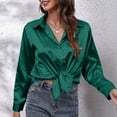 thumbnail image 4 of Tosmy Tops For Women Blouse Satin Silk Button Down Shirt Casual Loose Long Sleeve Work Long Edition Blouse Shirts For Women 2025, 4 of 6