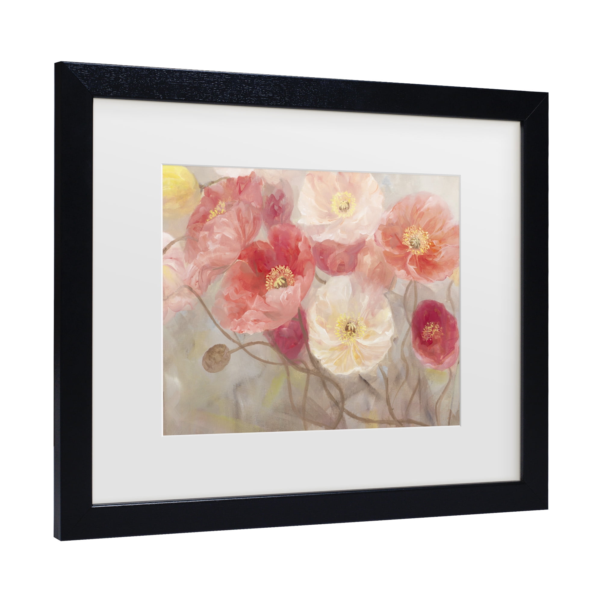 Li Bo 'Wild Poppies I' Matted Framed Art