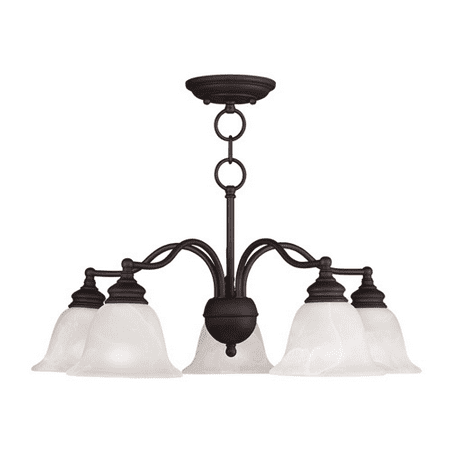 - Chandeliers 5 Light With White Alabaster Steel Drum Bronze size 24 in 500 Watts - World of Crystal