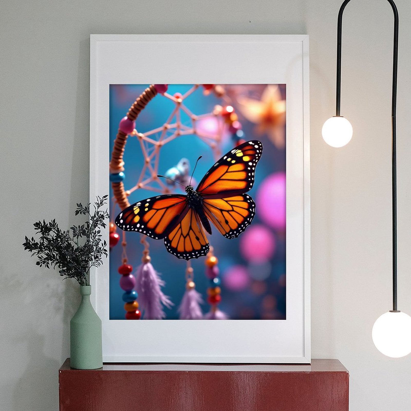 Diamond Art Kits for Adults - Modern Butterfly Burnt Orange Print No.1060 5D Frameless Dimond Painting Kit for Adults Beginner, Round Diamond Kits for Home Wall Decor, Gift for Women