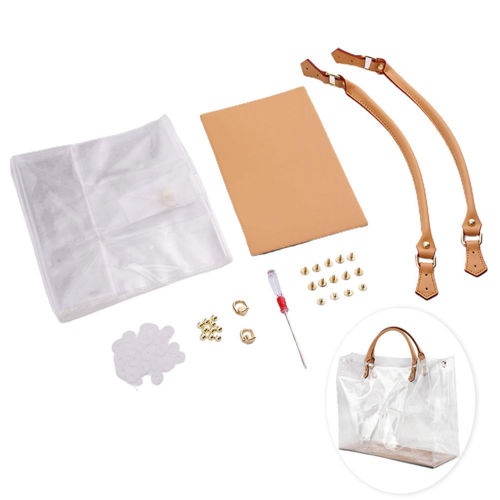 Clear PVC DIY Tote Bag Handbag Making Kit, 5 Sizes Handmade Gift Bags Craft Accessories Tool Set Birthday Holiday DIY PVC Bag for Kids W7R8