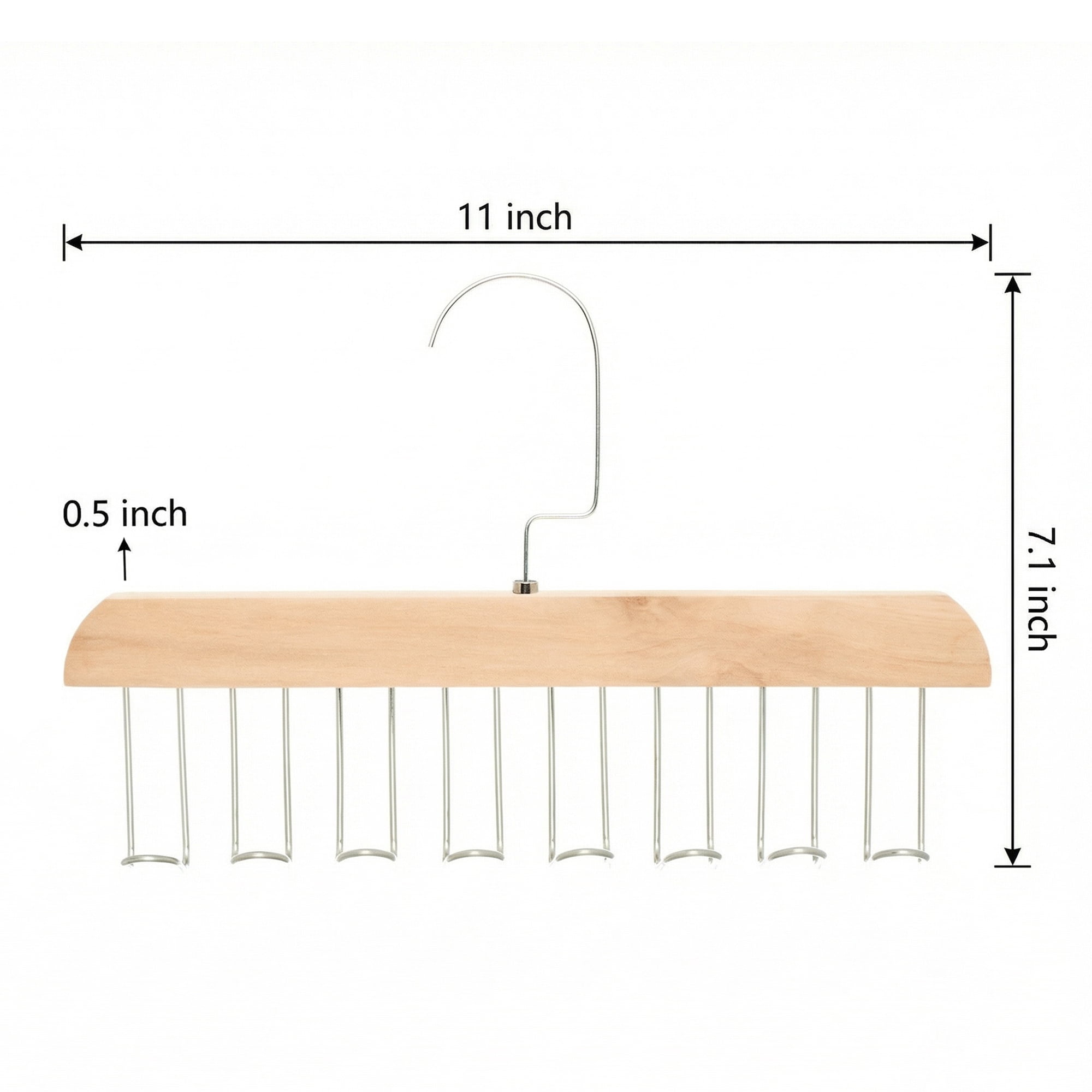 Unique Bargains 2Pcs Wood Tank Top Hanger With 8 Hooks Natural