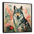 thumbnail image 2 of Designart "Boho Wolf in Pink and Green II" Animals Framed Wall Art - Traditional Pink Wolf Bedroom Framed Canvas Wall Art, 2 of 6