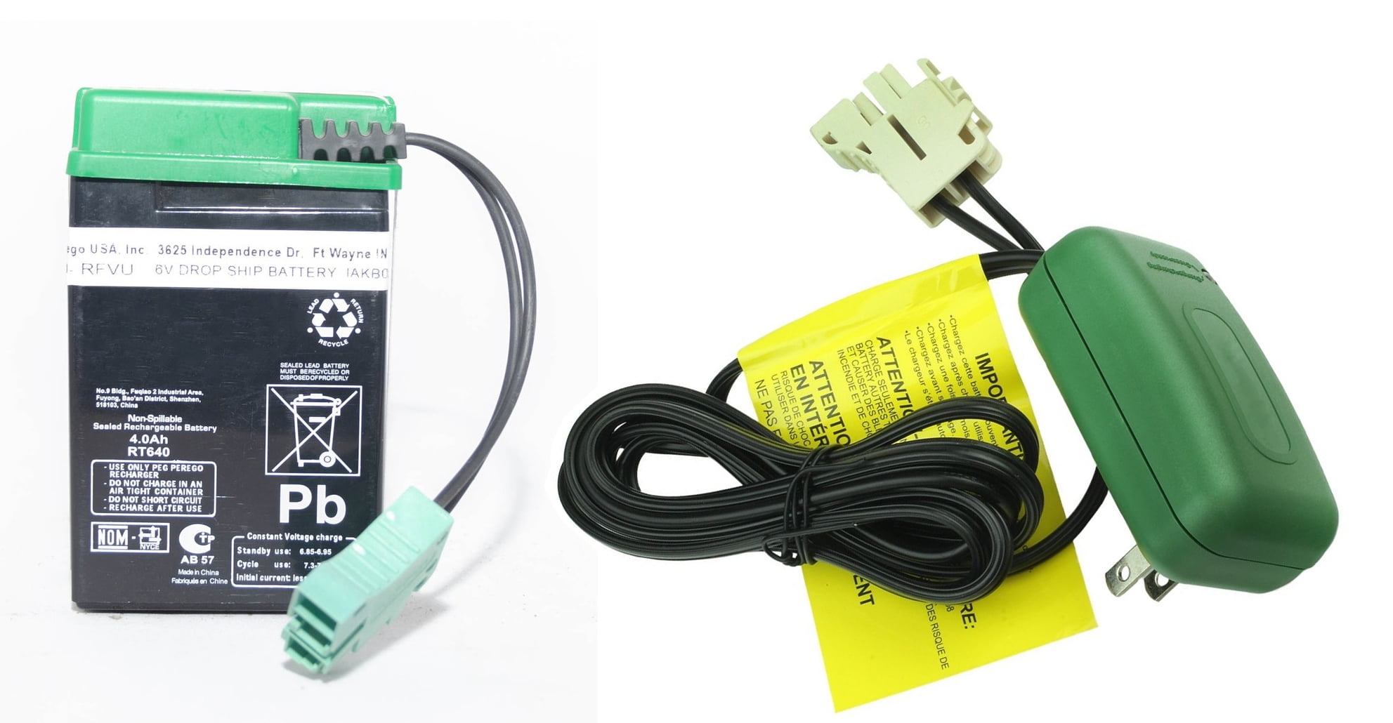 6V 4Ah Battery and Charger for Peg Perego John Deere Express John Deere