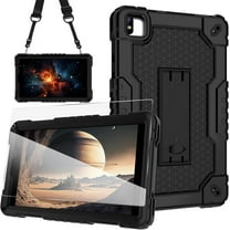 FIEWESEY Case for Vortex Tab 8 4G/COOPERS CP80/NOVOJOY NVCP80/ATOZEE ATCP80/CUPEISI CP80 8 inch Tablets Hybrid Shockproof Firendly Case Built in Kickstand with screen protector (Black/Black/1 PC)