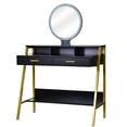 thumbnail image 2 of FCH LED Three-Color Touch Round Mirror 2 Drawers With Shelf Frame With Steel Frame Dressing Table Black, 2 of 16