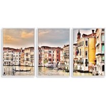 IDEA4WALL 3 Piece Framed Canvas Wall Art for Living Room, Bedroom Italy City Landscape Canvas Prints for Modern Home Decoration Ready to Hang