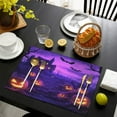 thumbnail image 7 of Scary Night Full Moon Castle Pumpkin Halloween Table Mats Set of 4 12x18in Inch Seasonal Fall Holiday Table Mat Washable Anti-Skid Outdoor Indoor Table Mats for Halloween Dining Table Accessories, 7 of 7