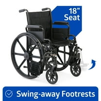 Medline Basic Wheelchair with 18"W Seat, Removeable Desk-Length Arms and Swing-Away Leg Rests