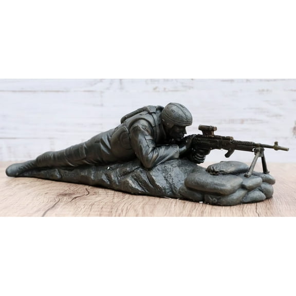 US Marine Soldier Machine Gunner Devil Dog Warrior On Bipod Stand Statue