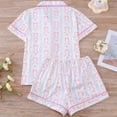thumbnail image 5 of DHFJKG Womens Pajama Sets Bow Short Sleeve Nightwear Button Down Collared Top And Shorts Two Piece Set Sleepwear Leisure Home Clothes, 5 of 9