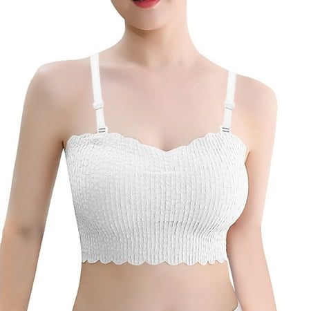 

adviicd Front Closure Bras for Women Women s Bralette Wireless Padded Bra Top Everyday Basic Deep V-Neck White M L