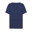 thumbnail image 3 of T-Shirt à Rayures Col en V Manches Courtes Colorblock Décontracté Été Blouse Ample Boutonnée, 3 of 4