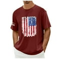 thumbnail image 3 of Gvdentm Mens Shirts USA Flag 4th of July Independence Day American Flag Men's Tee Shirt A07-Wine,M, 3 of 5