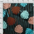 thumbnail image 3 of oneOone Cotton Cambric Teal Green Fabric Tropical Palm Leaf With Broken Fat Lines Sewing Fabric By The Yard Printed Diy Clothing Sewing Supplies 56 Inch Wide, 3 of 4