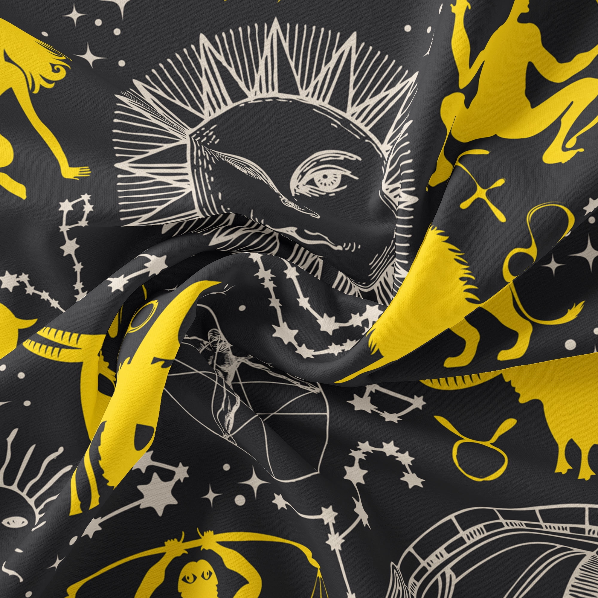 1 Yard 100% Cotton Zodiac Ditsy, Black, 44" Wide for Quilting & Sewing by David Textiles