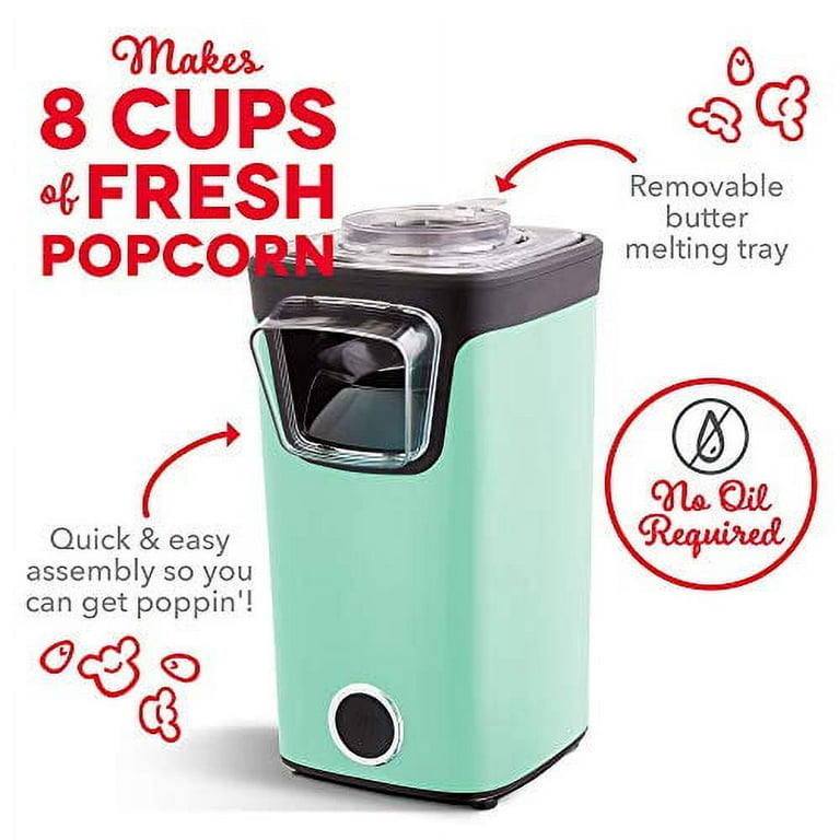 DASH SmartStore Deluxe Stirring Popcorn Maker, Hot Oil Electric Popcorn  Machine with Large Lid for Serving Bowl and Convenient Storage, 24 Cups  Aqua 24 Cups Aqua 