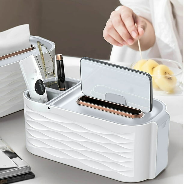 Soporte Rectangular de Plástico Blanco para Caja de Pañuelos Desechables, Ideal para Baño, Hogar, Oficina o Coche | 25 X 11,7 X 10,5 Cm | Diseño Multifuncional | 1 Unidad