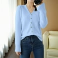 thumbnail image 4 of Women's V Neck Knitted Cardigan Long Sleeve Lightweight Layering Top Spring Autumn Fashion Sweater, 4 of 5