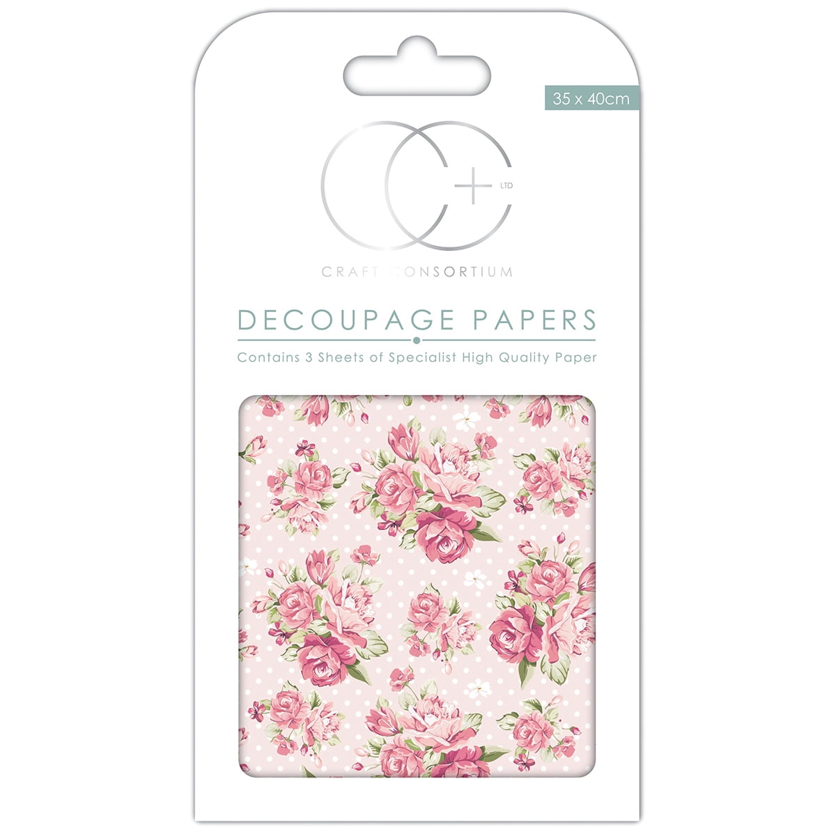 Pink Roses Polka Craft Consortium Premium Decoupage Papers