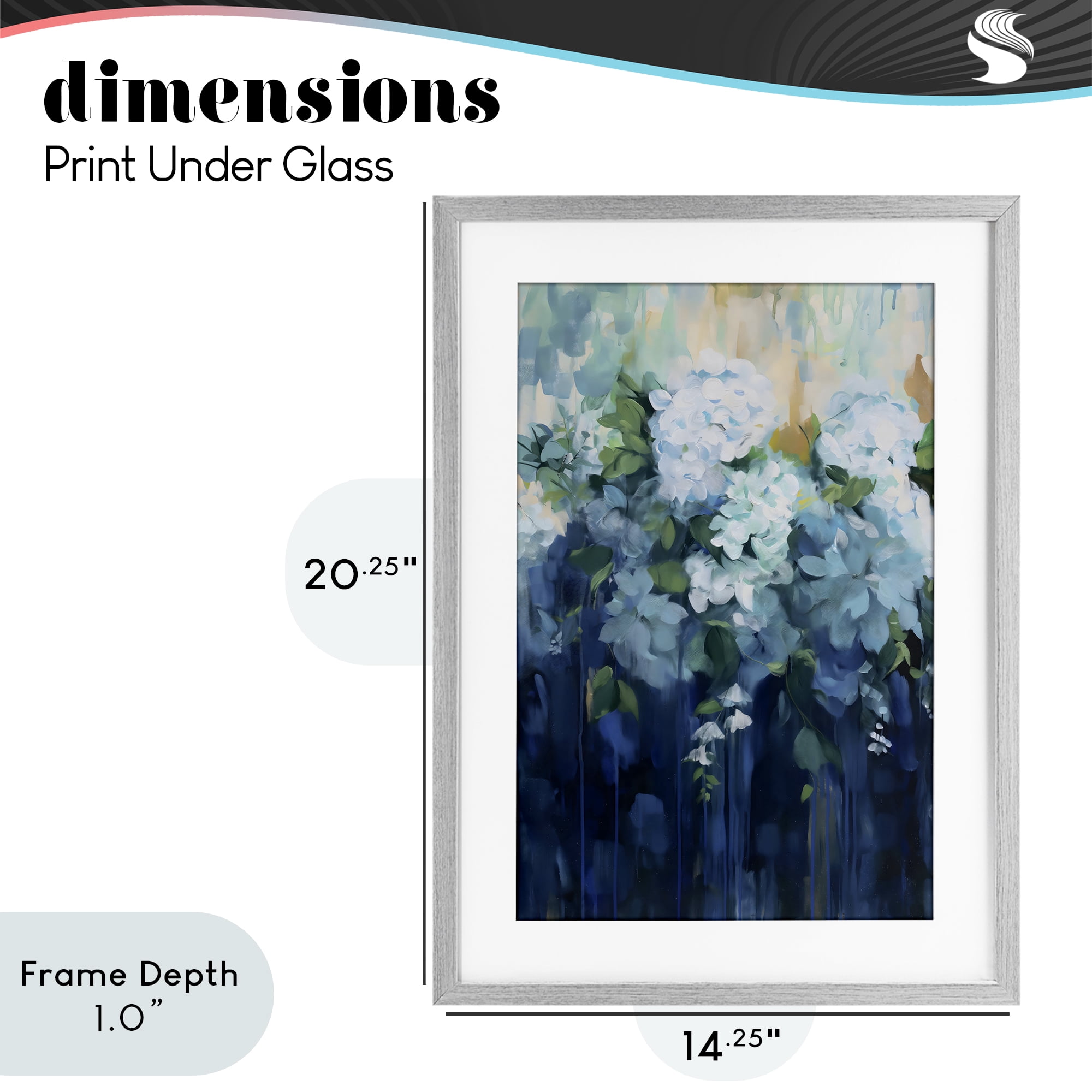 Stupell Industries Lush Blue Hydrangea Abstract Gray Framed Print Under Glass, design by Gina Kelly
