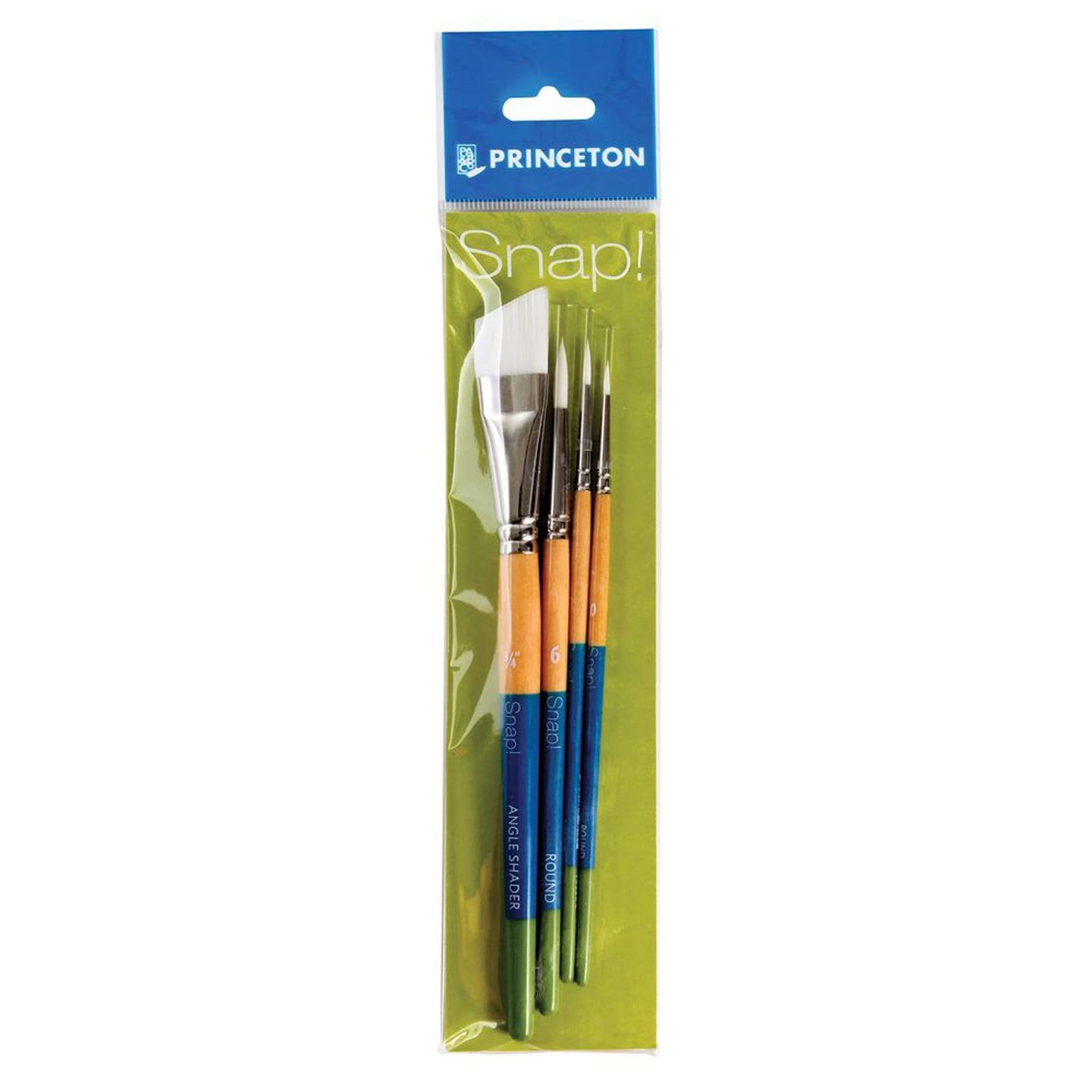 Princeton Snap! White Taklon Paintbrush Set, 4 Watercolor and Acrylic Paintbrushes