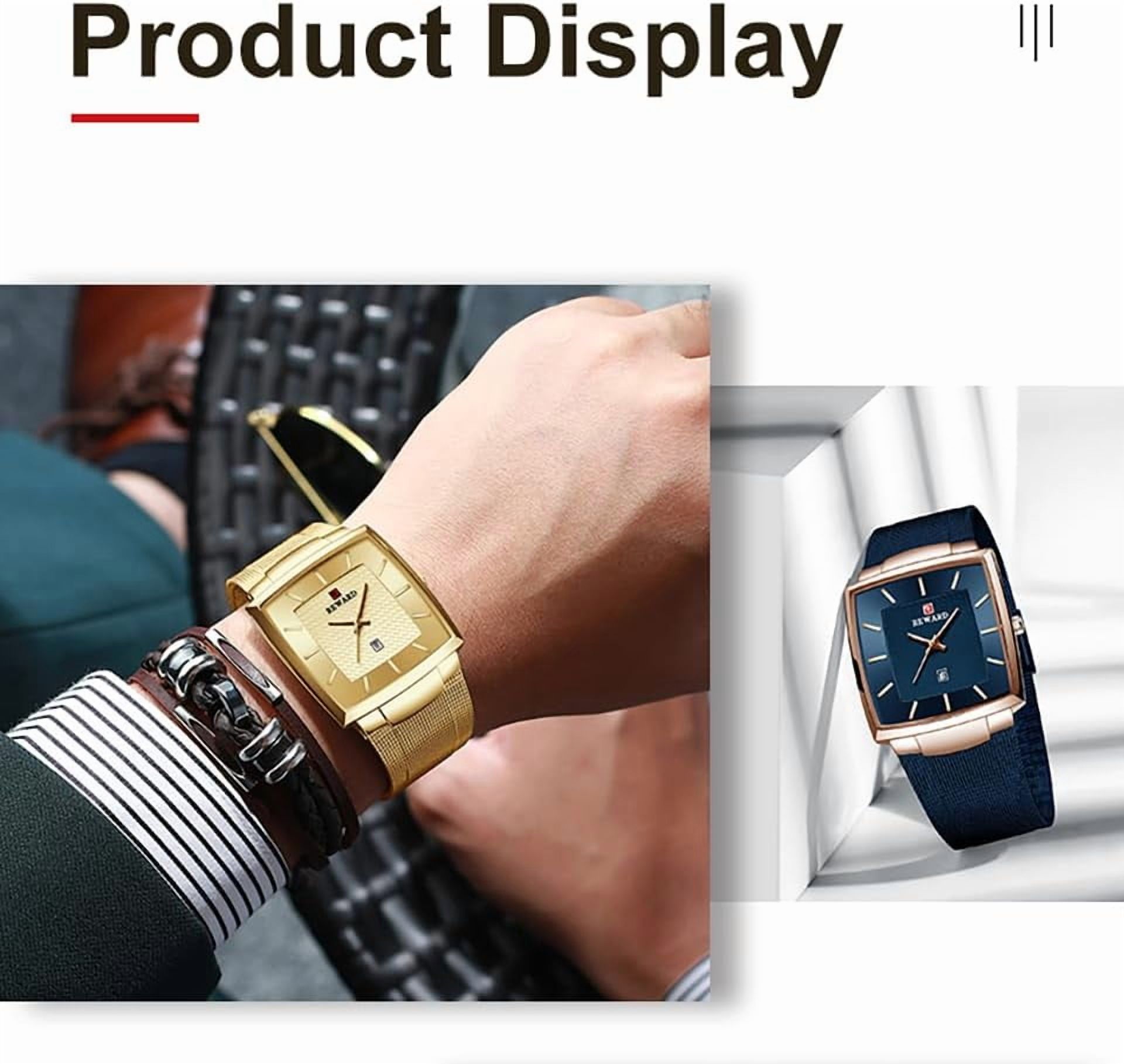Watches Square Analog Quartz Stainless Steel Watches for Men Mesh Strap Waterproof Business Military Sport Wrist Watch with Date