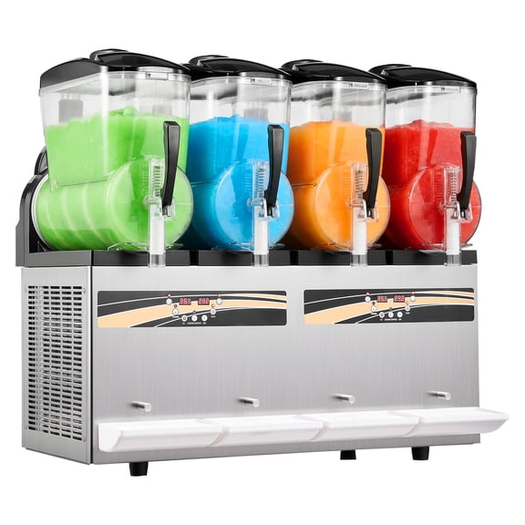 KFFKFF Commercial Slushie Machine, 12L/3.17Gal x 4 Tank Frozen Drink Maker with Self-Cleaning, Ideal for Restaurants, Bars, and Parties for Slushies, Margaritas, Milkshakes, and More