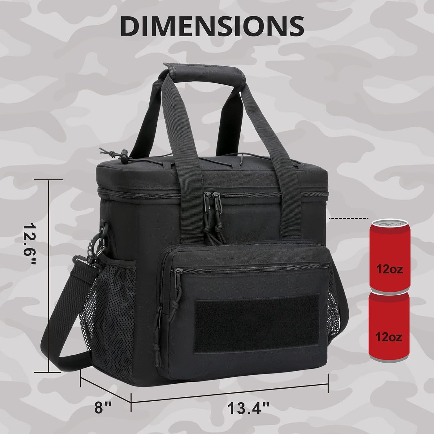 Lunch Box for Men, Tactical Lunch Bag MOLLE Webbing Leakproof Insulated Large Lunch Cooler Women Adult Meal with Adjustable Shoulder Strap Durable Lunch Pail (Black)