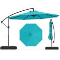 thumbnail image 1 of Gymax 10 FT Offset Hanging Umbrella w/ Base Patio Cantilever Umbrella 360° Rotation Turquoise, 1 of 9