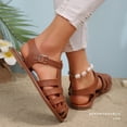 thumbnail image 7 of Domuza Women's Closed Toe Flat Fisherman Sandals Comfortable 2026 Summer Retro Leather Roman Sandals Brown 10（EU-43）, 7 of 7
