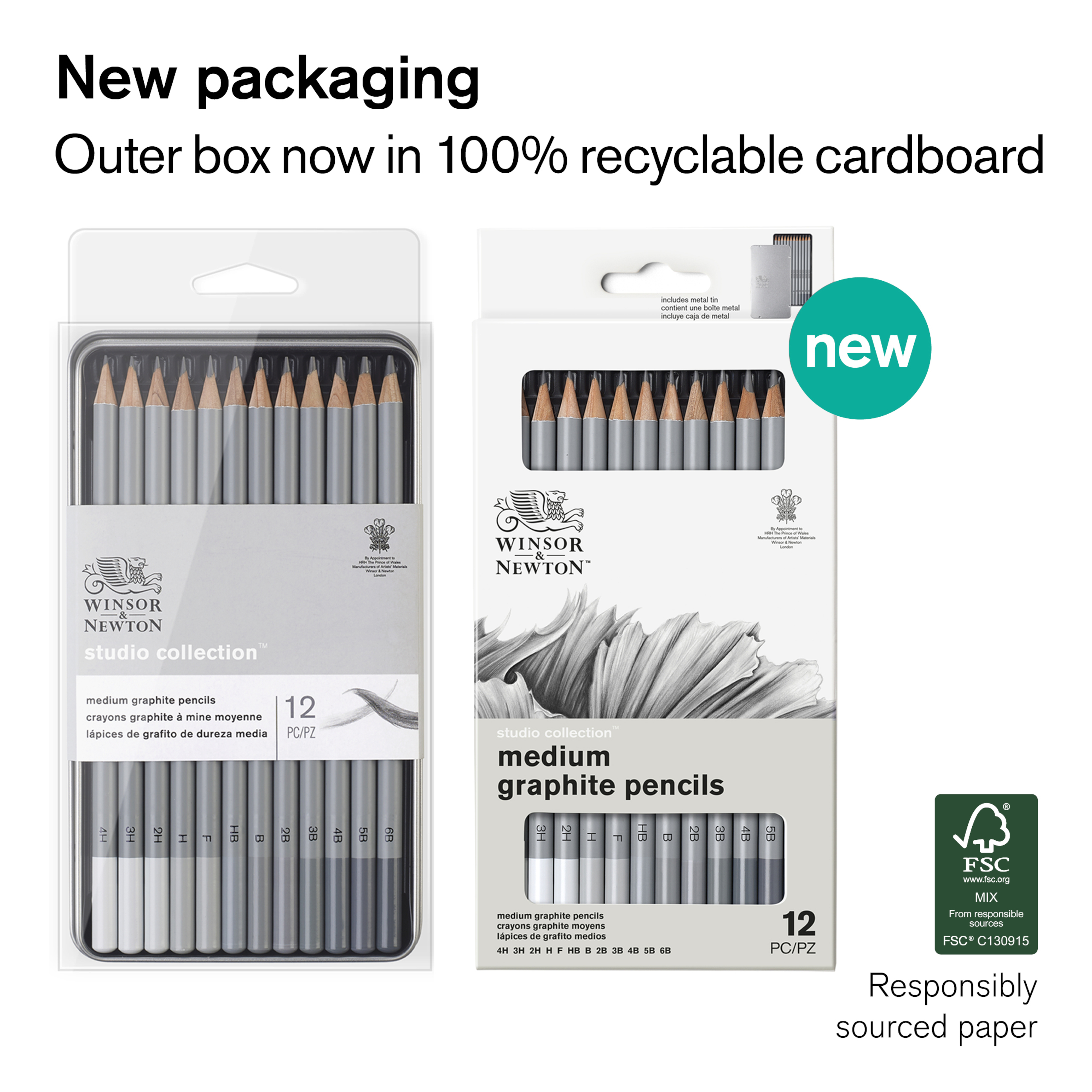 Winsor & Newton Studio Collection Graphite Pencil Tin Set, 6 Packs: 12 ct. (72 total)