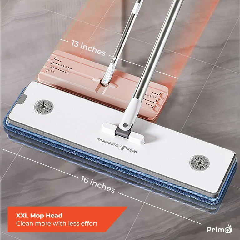 Primo SuperMop - Dual Bucket Flat Mop with 5 Microfiber Pads