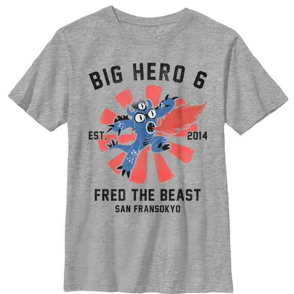 Boy's Big Hero 6 Fred the Beast Portrait  Graphic Tee Athletic Heather X Large