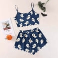 thumbnail image 6 of Tnhcen Women's Halloween Spider Web Pajama Set Cami Top Shorts Sleepwear Cozy Loungewear 2-Piece Outfit S-2XL Multiple Colors Available Navy, 6 of 6