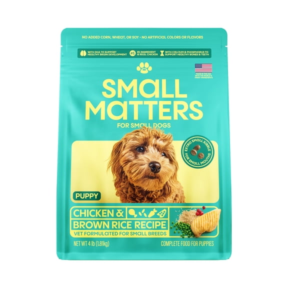 Small Matters Puppy Dog Food for Small Dogs, Chicken & Brown Rice Recipe, 4lb bag