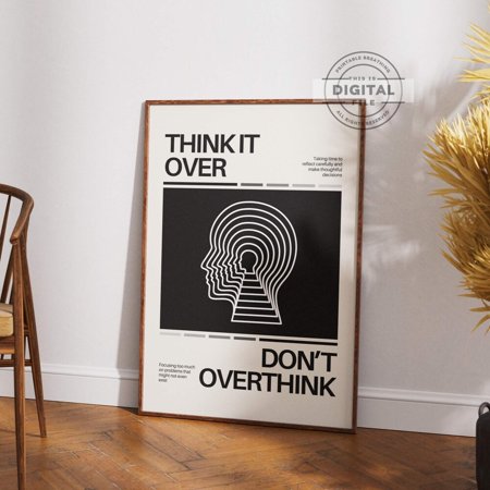 Don T Overthink Quote Print Unique Inspirational Gifts Creative Office Decor Prints Retro Motivation Poster Trendy Minimalist Wall Art UNFRAMED PAPER POSTER Home Decor Living Room Dercor
