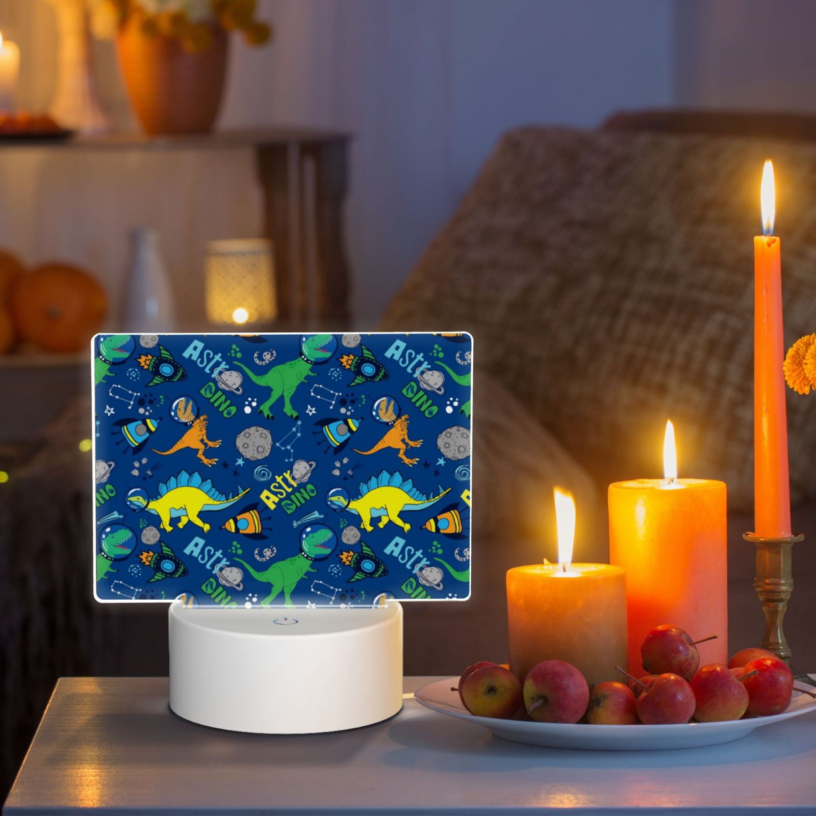 Kdxio Dinosaur In Space Rectangular Acrylic Night Light Acrylic Sleep Night Light Friend Gifts for Birthday Gifts for Women Teens Boys Girls