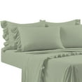 thumbnail image 4 of 4 Piece Corner Ruffle Sheet Set, 3" Inch Corner Ruffle On Flat Sheet, 15 Inch Deep Pocket, 100% Egyptian Cotton, 800 TC, Queen Size, Solid Light Sage, 4 of 6