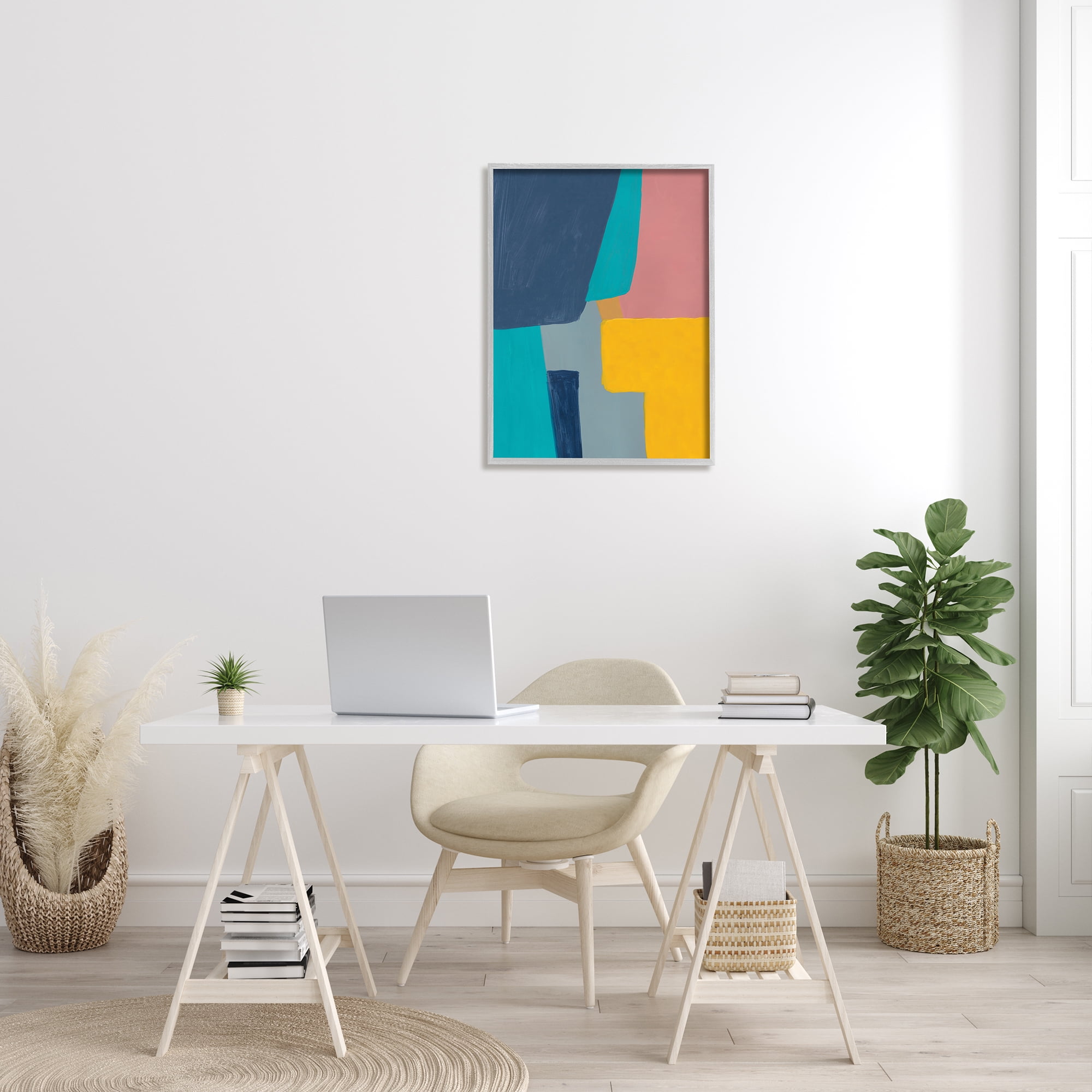 Stupell Industries Geometric Pop Abstract Shapes Pink Blue Yellow, 24 x 30, Designed by Bronwyn Baker